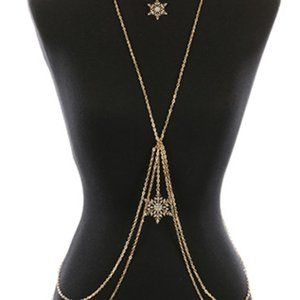 Crystal Stone metal snowflake charm body chain